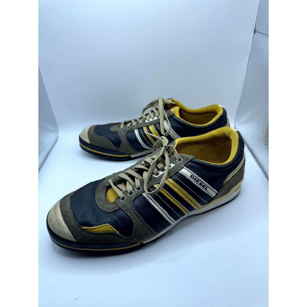 Diesel Eracle Mens 9.5 Sneaker Navy Blue Leather Low Top Lace Up Casual Shoes